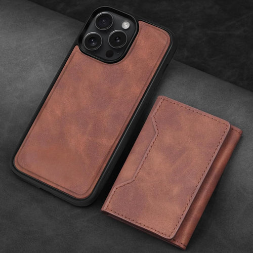 Aashz Leather Wallet Phone Cases Compatible with iPhone 16 Pro Max Case with Card Holder Men 6.7'' 2 in 1 Detachable Back Cover (Light Brown, IP 16 Pro Max)