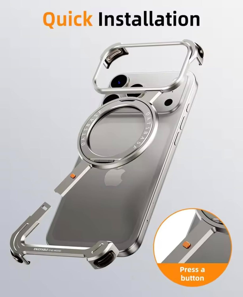 AASHZ Luxury Frameless Metal Bumper Case for iPhone 17 Pro Max | Slim Aluminum Frame | Shockproof Anti-Scratch Protection | Premium Executive Design (Silver)