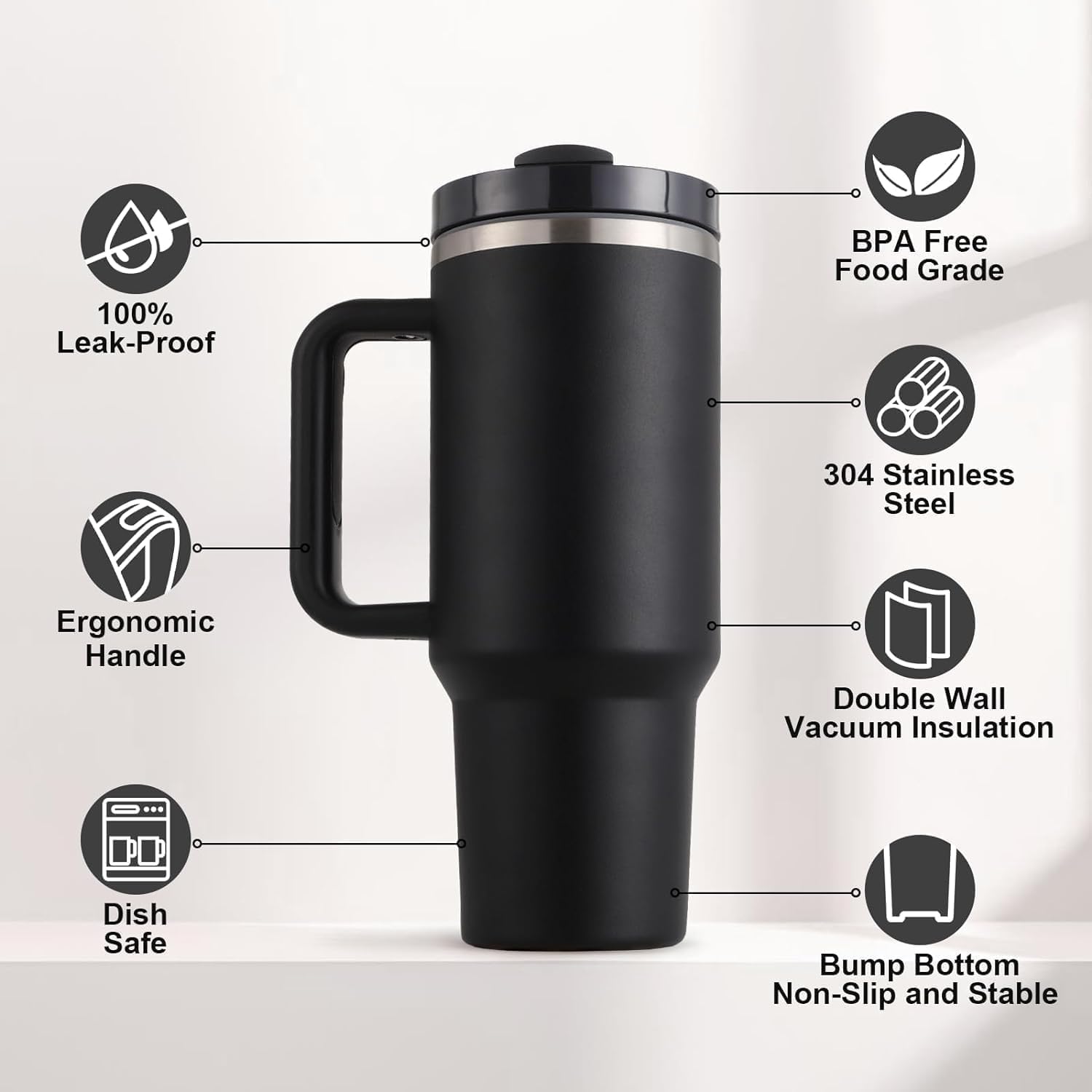 AASHZ Water sipper 40oz(1200ml),Tumbler with Handle,Stainless Steel Vacuum Insulated Tumbler with Lid and Straw,Sports Water Bottle Jug,Travel Coffee Mug (Dark Pink)