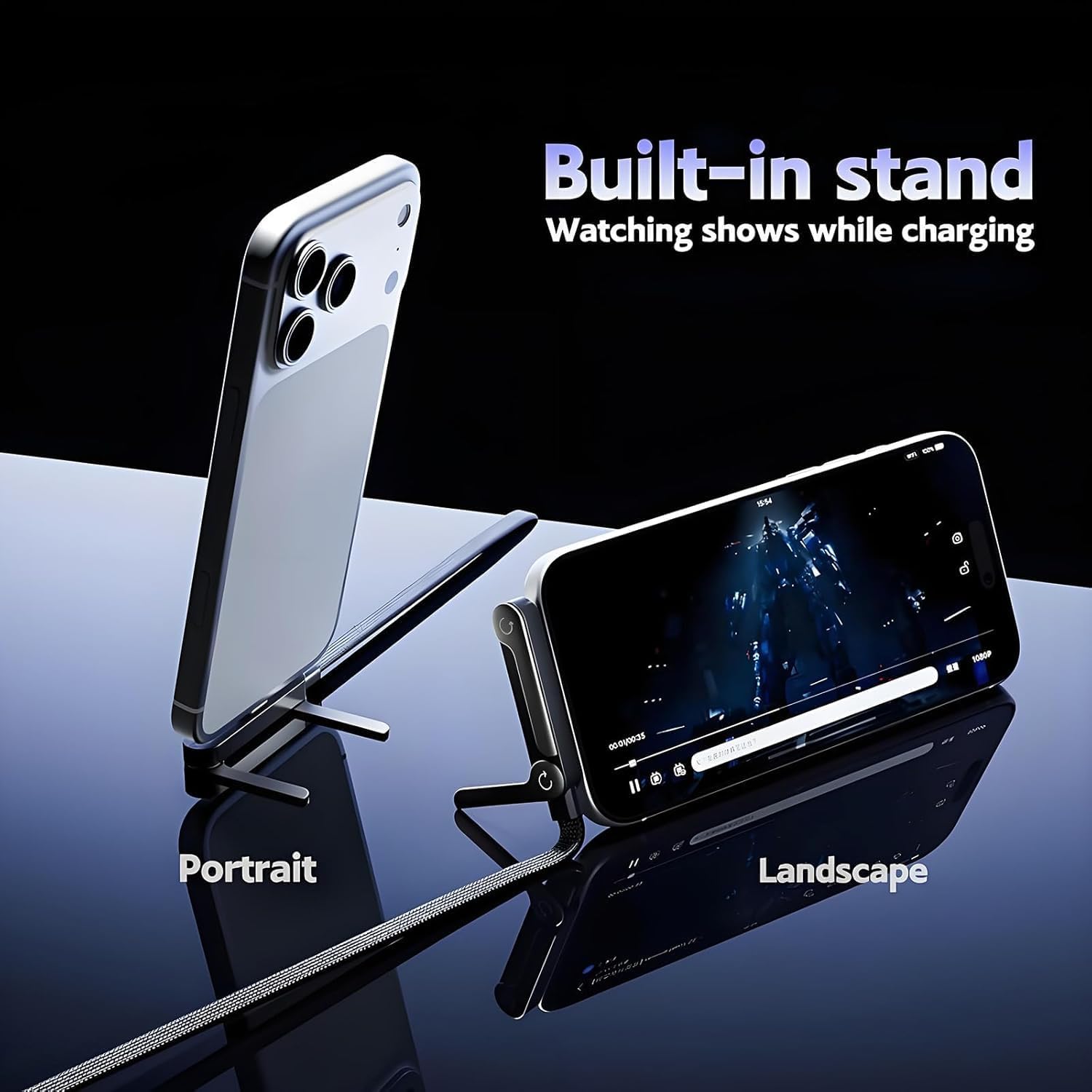 AASHZ 2 in 1 Charger Cable with Stand 240W Fast Charging USB-C to USB-C Cable with Built-in Stand, 90° Angled