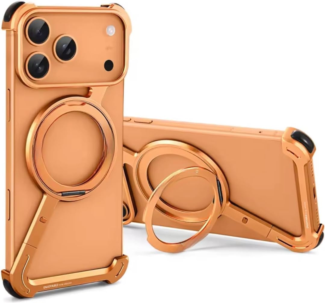 AASHZ Luxury Frameless Metal Bumper Case for iPhone 17 Pro Max | Slim Aluminum Frame | Shockproof Anti-Scratch Protection | Premium Executive Design (Silver)