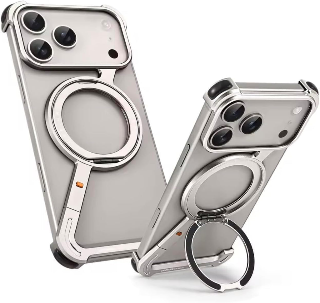 AASHZ Luxury Frameless Metal Bumper Case for iPhone 17 Pro Max | Slim Aluminum Frame | Shockproof Anti-Scratch Protection | Premium Executive Design (Silver)
