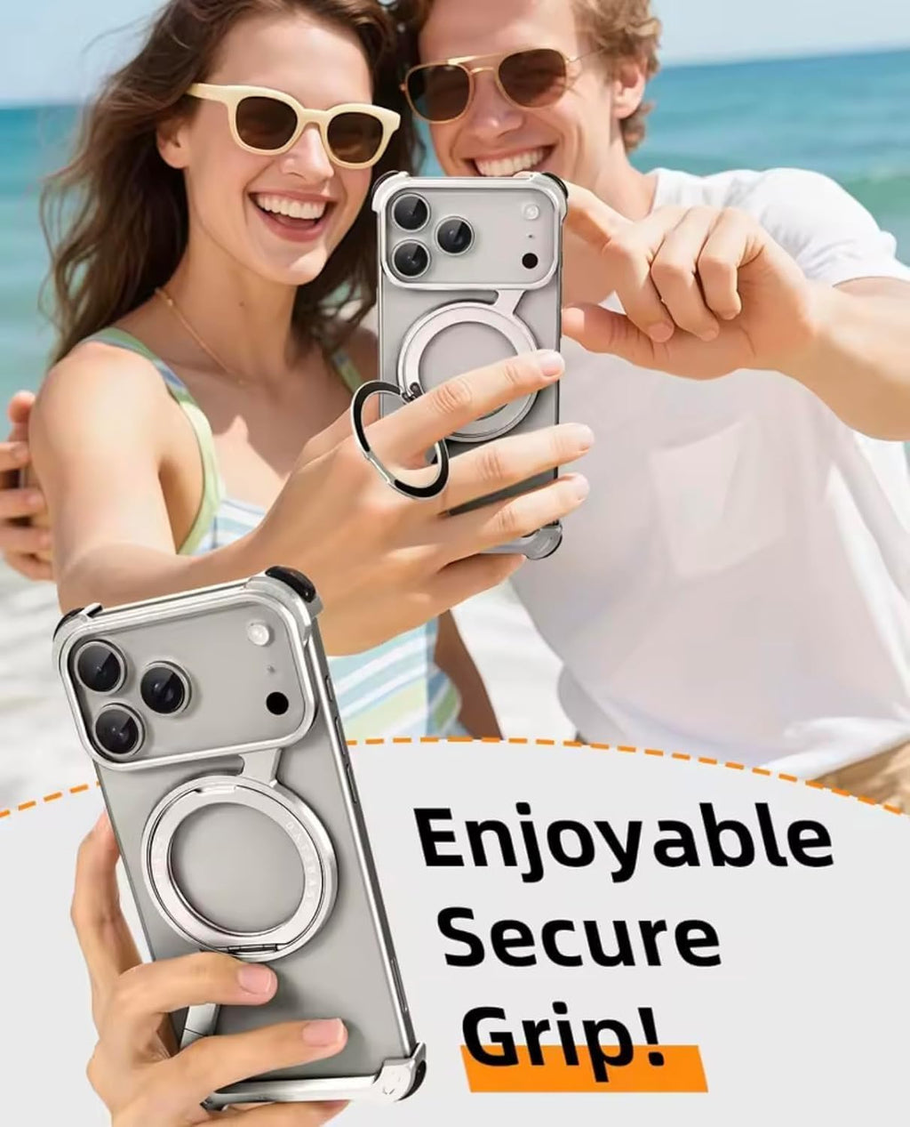 AASHZ Luxury Frameless Metal Bumper Case for iPhone 17 Pro Max | Slim Aluminum Frame | Shockproof Anti-Scratch Protection | Premium Executive Design (Silver)