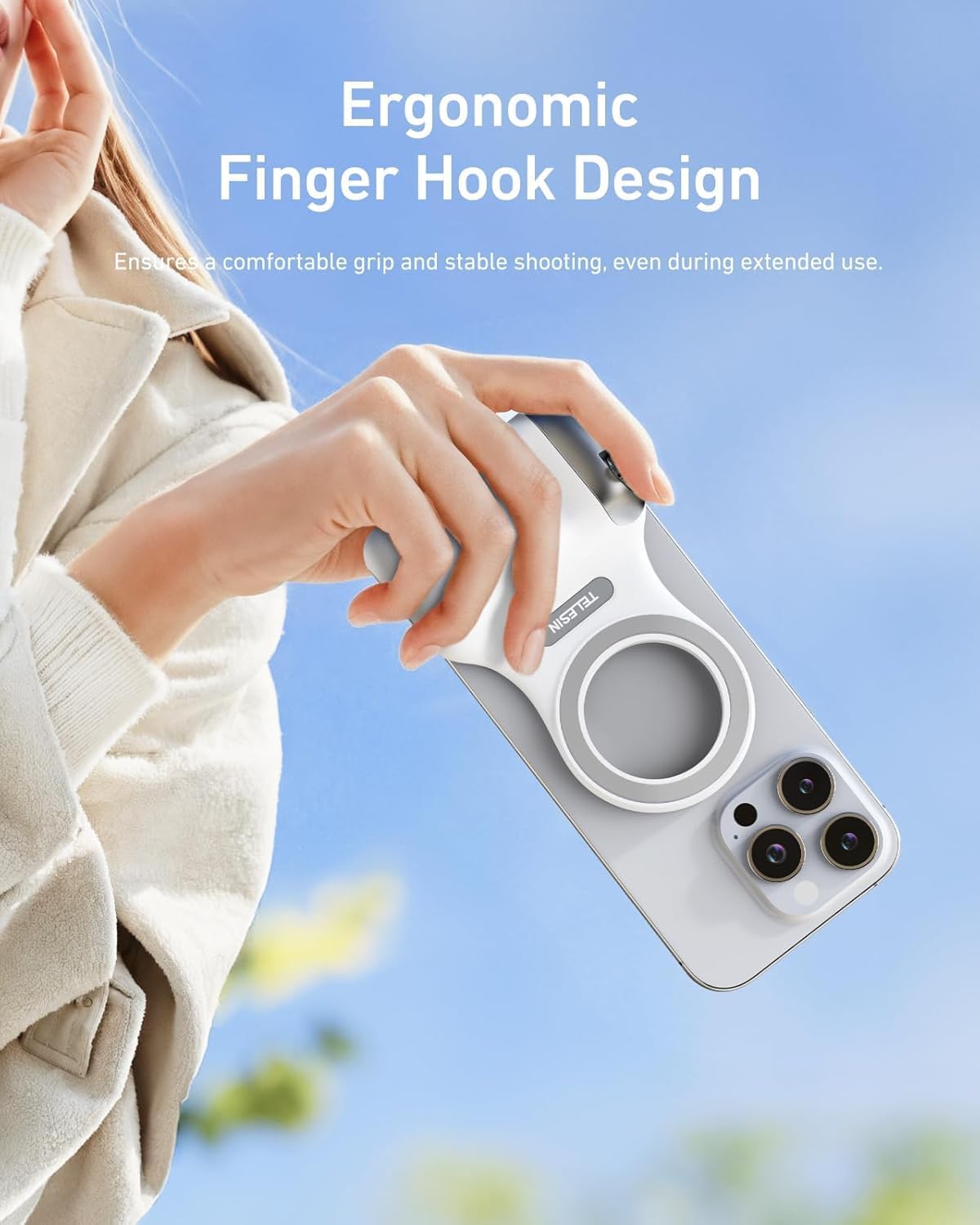 AASHZ Fun Shot Magnetic Phone Camera Grip with Wireless Remote – DSLR-Style Handle for iPhone 16/15/14/13/12 Pro Max & Android | Vlogging & Photography Stabilizer with 1/4” Tripod Mount