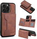 Aashz Leather Wallet Phone Cases Compatible with iPhone 16 Pro Max Case with Card Holder Men 6.7'' 2 in 1 Detachable Back Cover (Light Brown, IP 16 Pro Max)