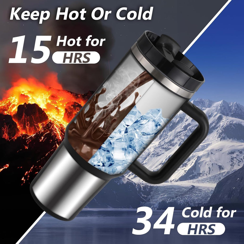 AASHZ Water sipper 40oz(1200ml),Tumbler with Handle,Stainless Steel Vacuum Insulated Tumbler with Lid and Straw,Sports Water Bottle Jug,Travel Coffee Mug (Dark Pink)