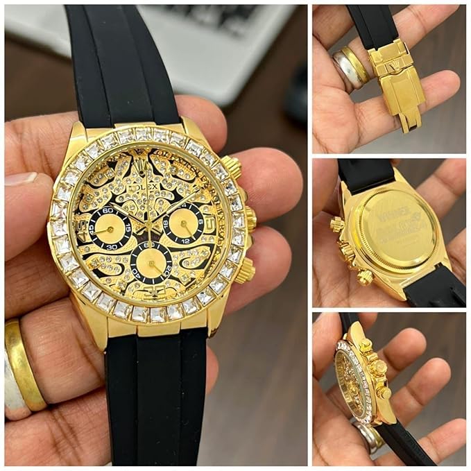 Buy  Diamond Skeleton Gold Dial Men's Luxury Watch Online in India