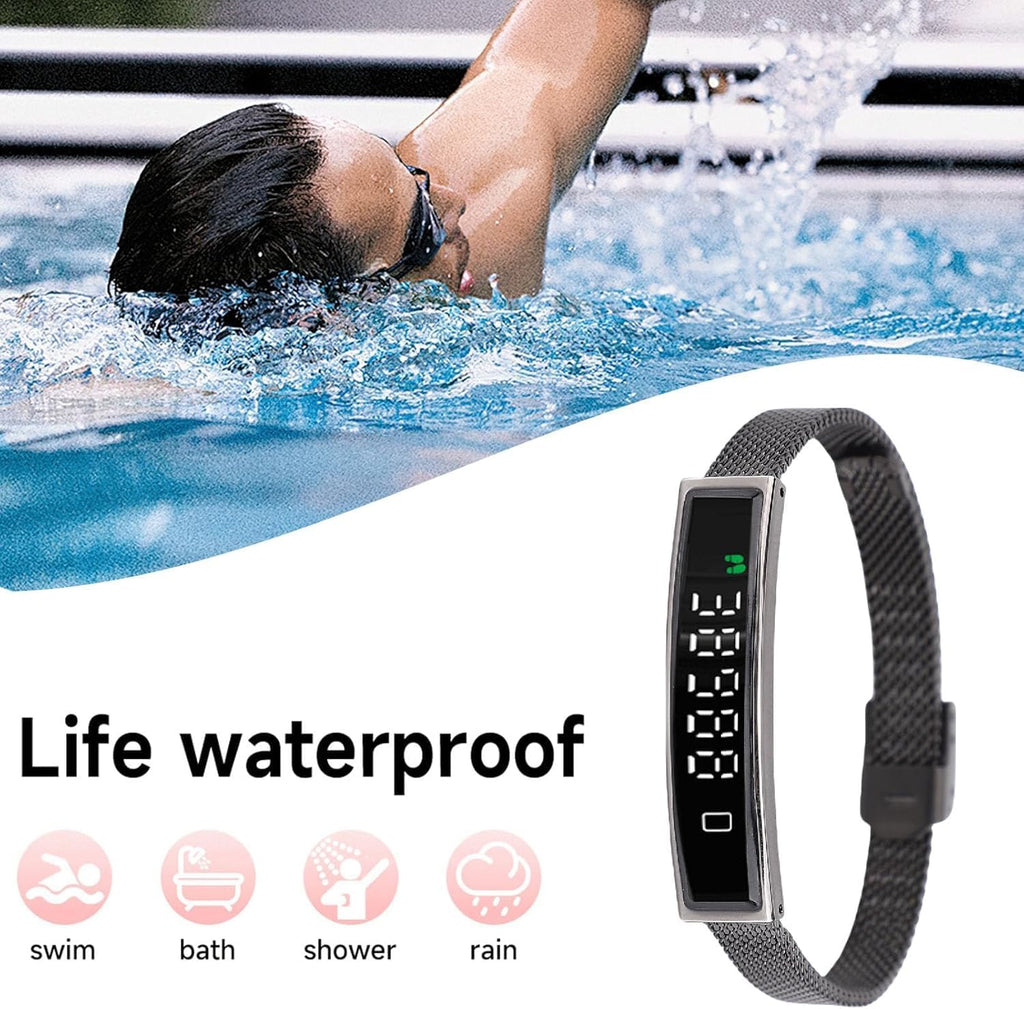 AASHZ Smart Bracelet Fitness Tracker with Waterproof Heart Rate, Sleep Monitoring Bluetooth 5.3 Health Tracker Designed for Ladies and Gents (Black)