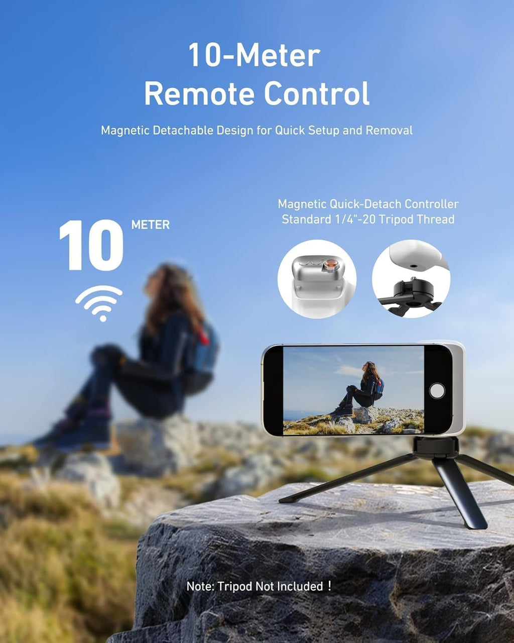 AASHZ Fun Shot Magnetic Phone Camera Grip with Wireless Remote – DSLR-Style Handle for iPhone 16/15/14/13/12 Pro Max & Android | Vlogging & Photography Stabilizer with 1/4” Tripod Mount