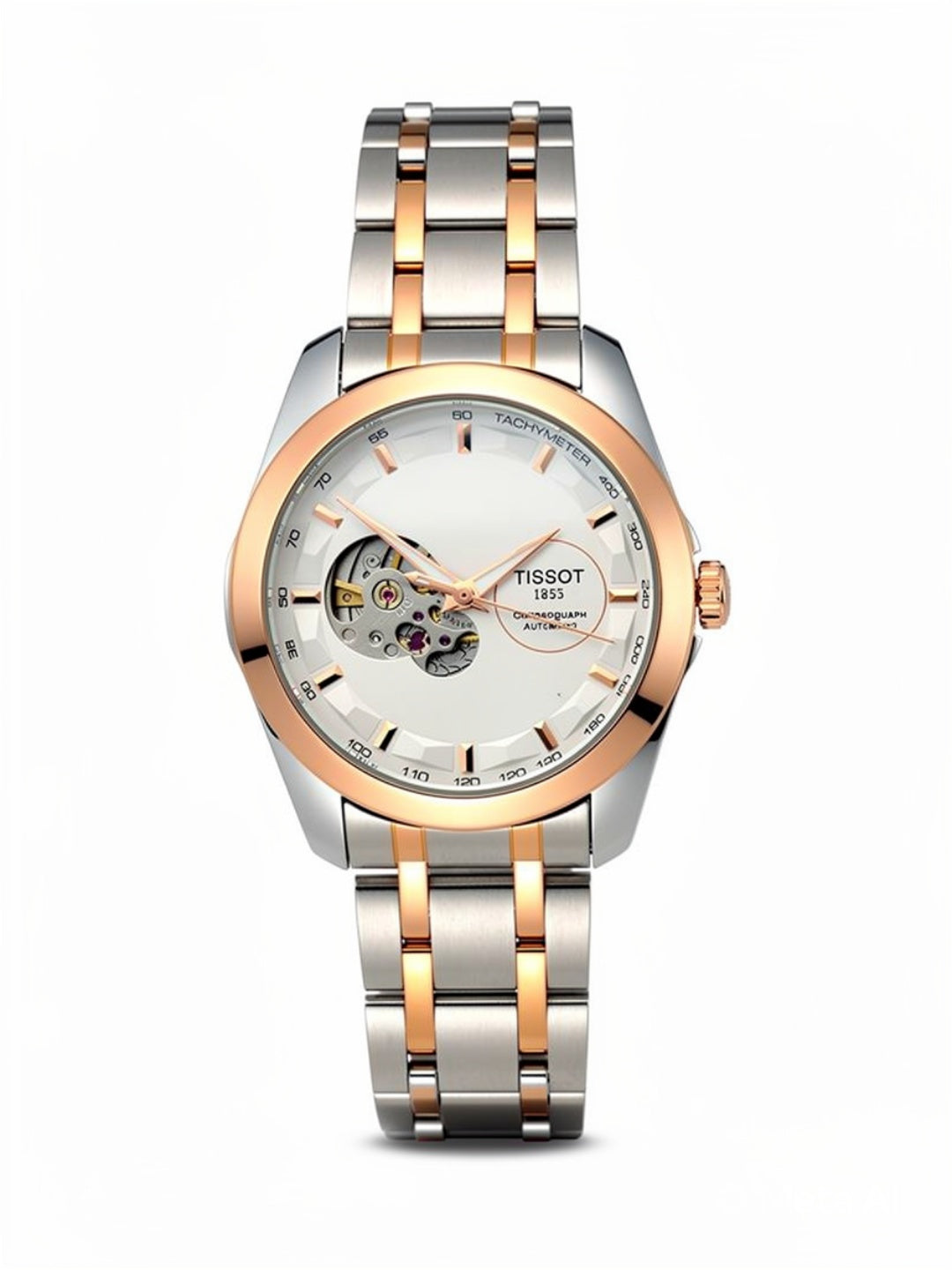 Automatic Skeleton White Dial Stainless Steel Watch for Men | Premium Luxury Timepiece (TwoTone)