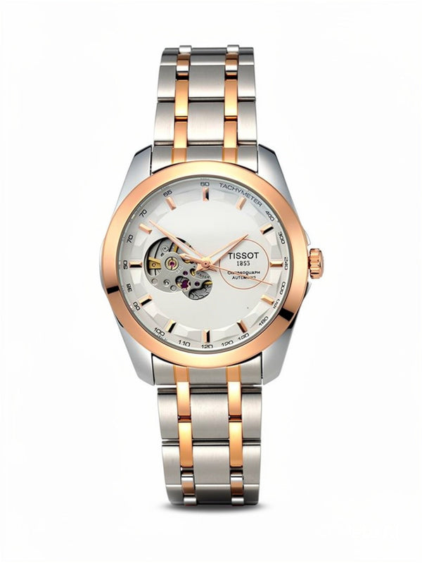 Automatic Skeleton White Dial Stainless Steel Watch for Men | Premium Luxury Timepiece (TwoTone)