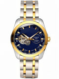 Automatic Skeleton Blue Dial Stainless Steel Watch for Men | Premium Luxury Timepiece (TwoTone) (Gold)