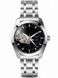 Automatic Skeleton Black Dial Stainless Steel Watch for Men | Premium Luxury Timepiece (Silver)