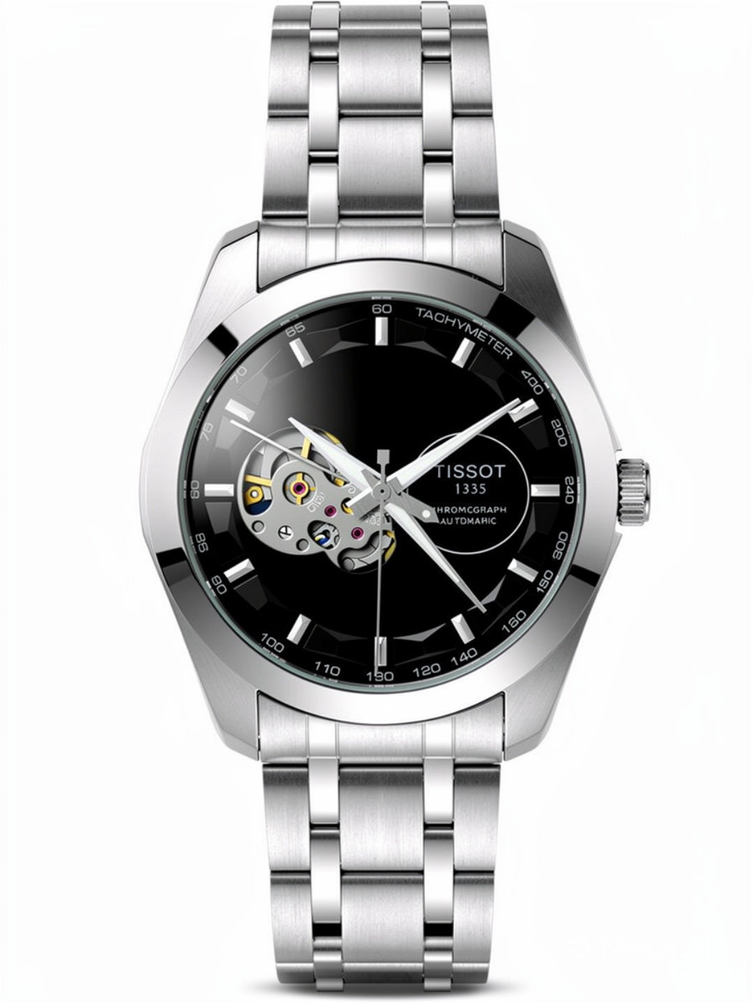 Automatic Skeleton Black Dial Stainless Steel Watch for Men | Premium Luxury Timepiece (Silver)