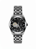 Automatic Skeleton Black Dial Stainless Steel Watch for Men | Premium Luxury Timepiece (Black)
