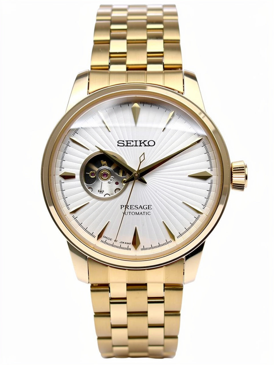 Automatic Open Heart Blue Dial Men’s Watch with Stainless Steel Strap (Gold)