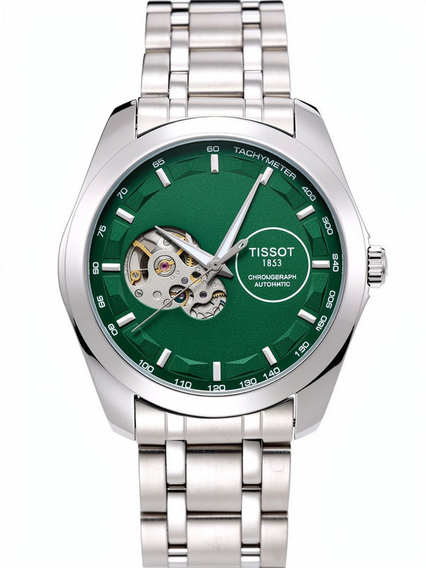 Automatic Skeleton Green Dial Stainless Steel Watch for Men | Premium Luxury Timepiece (Green)