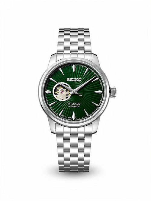 Automatic Open Heart Blue Dial Men’s Watch with Stainless Steel Strap