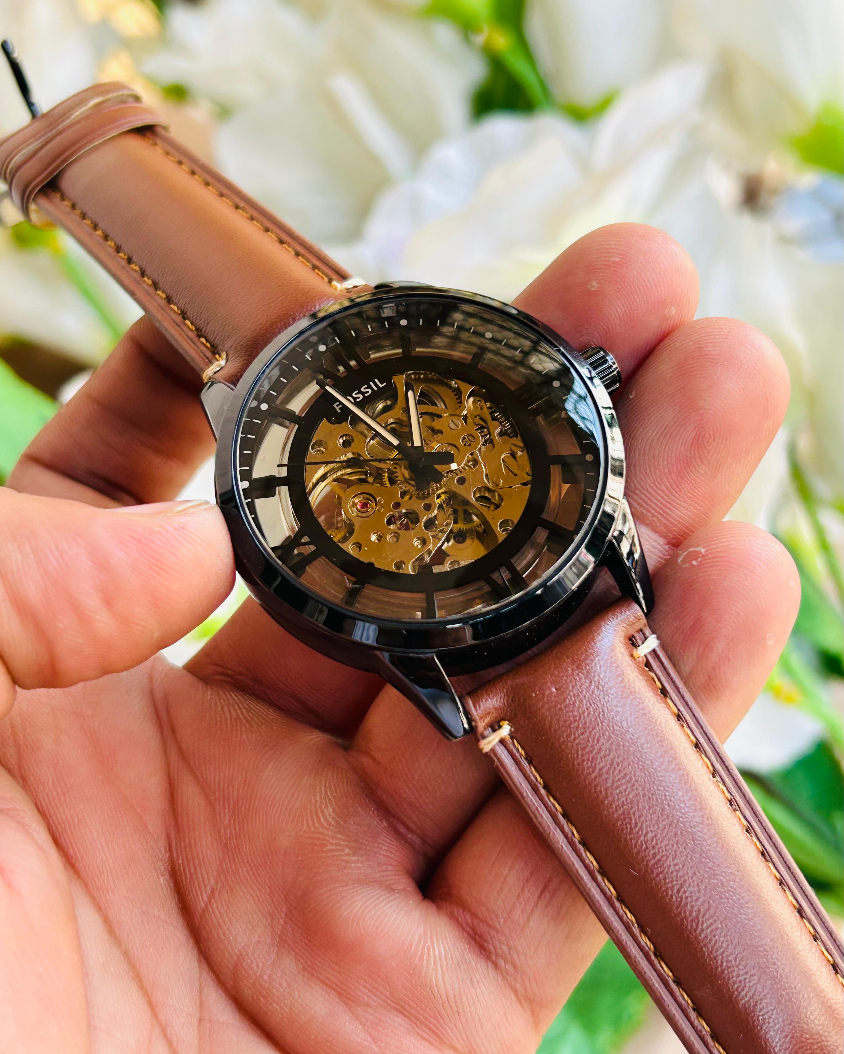 Townsman Automatic Amber Leather Watch
