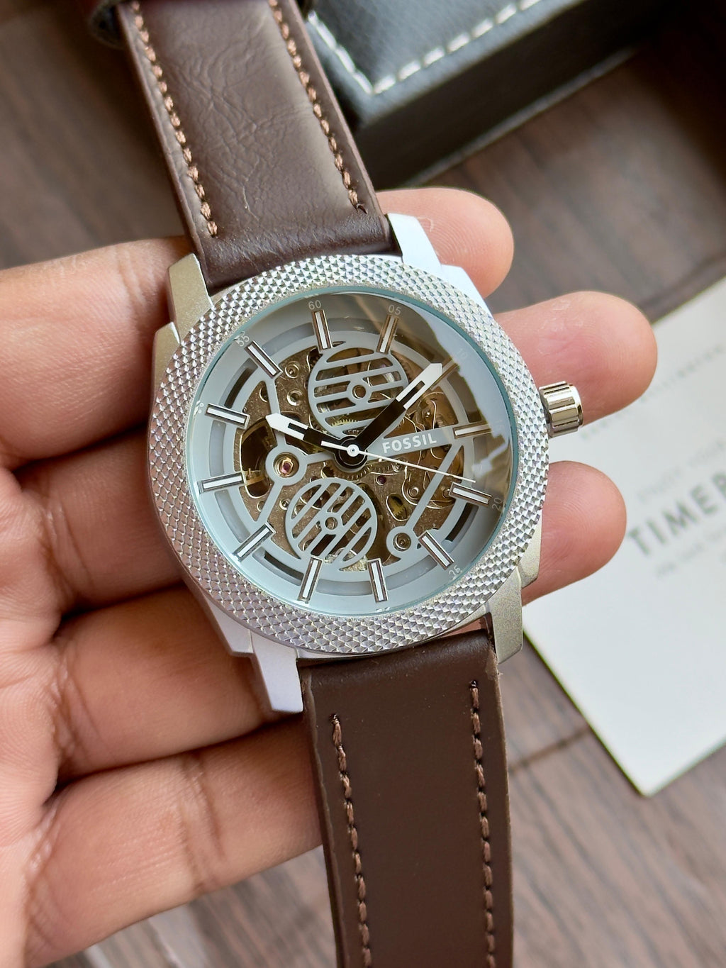 Men's Machine Mechanical Skeleton Dial Leather Watch Color Option