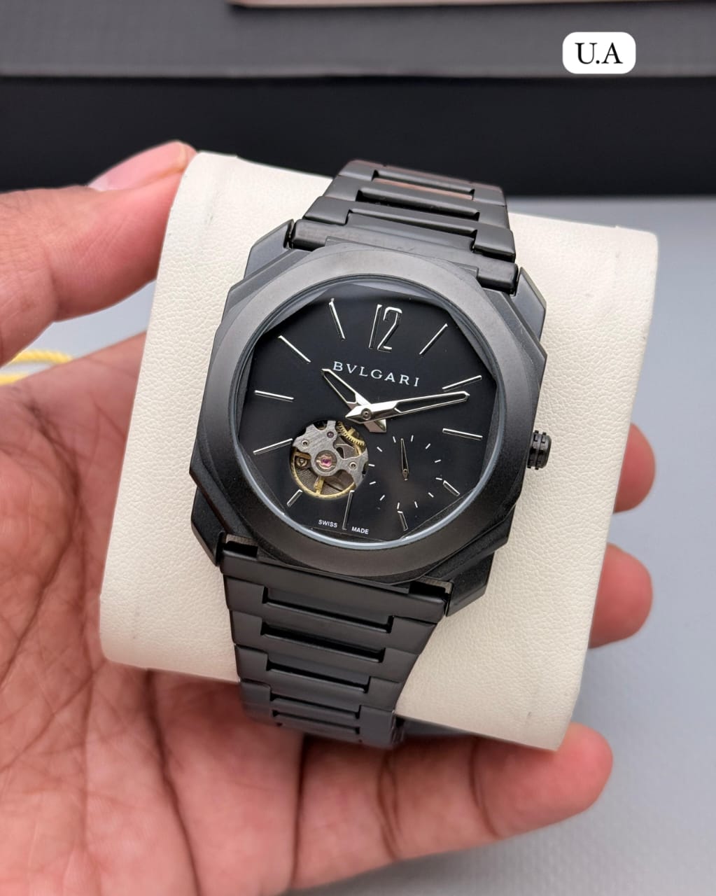 Octagonal Automatic Open Heart Watch – Silver Dial Stainless Steel Strap | Premium Collection