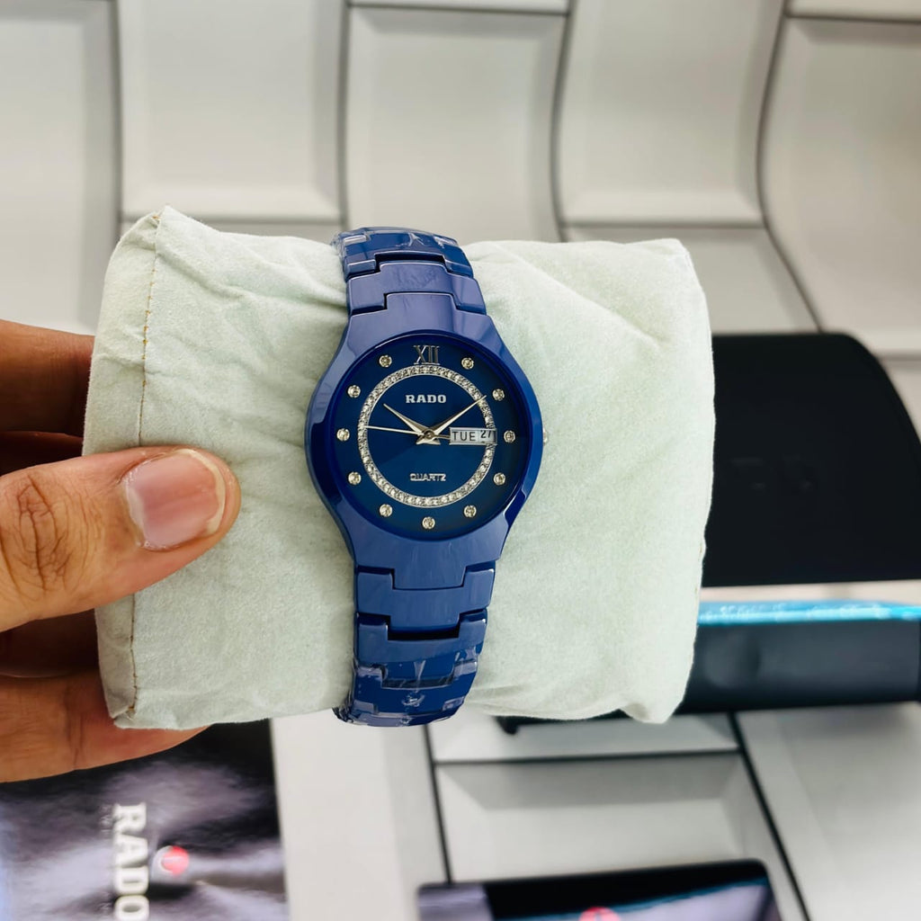Premium Quartz Ceramic Style Watch – Multi Color Collection | Day & Date Display