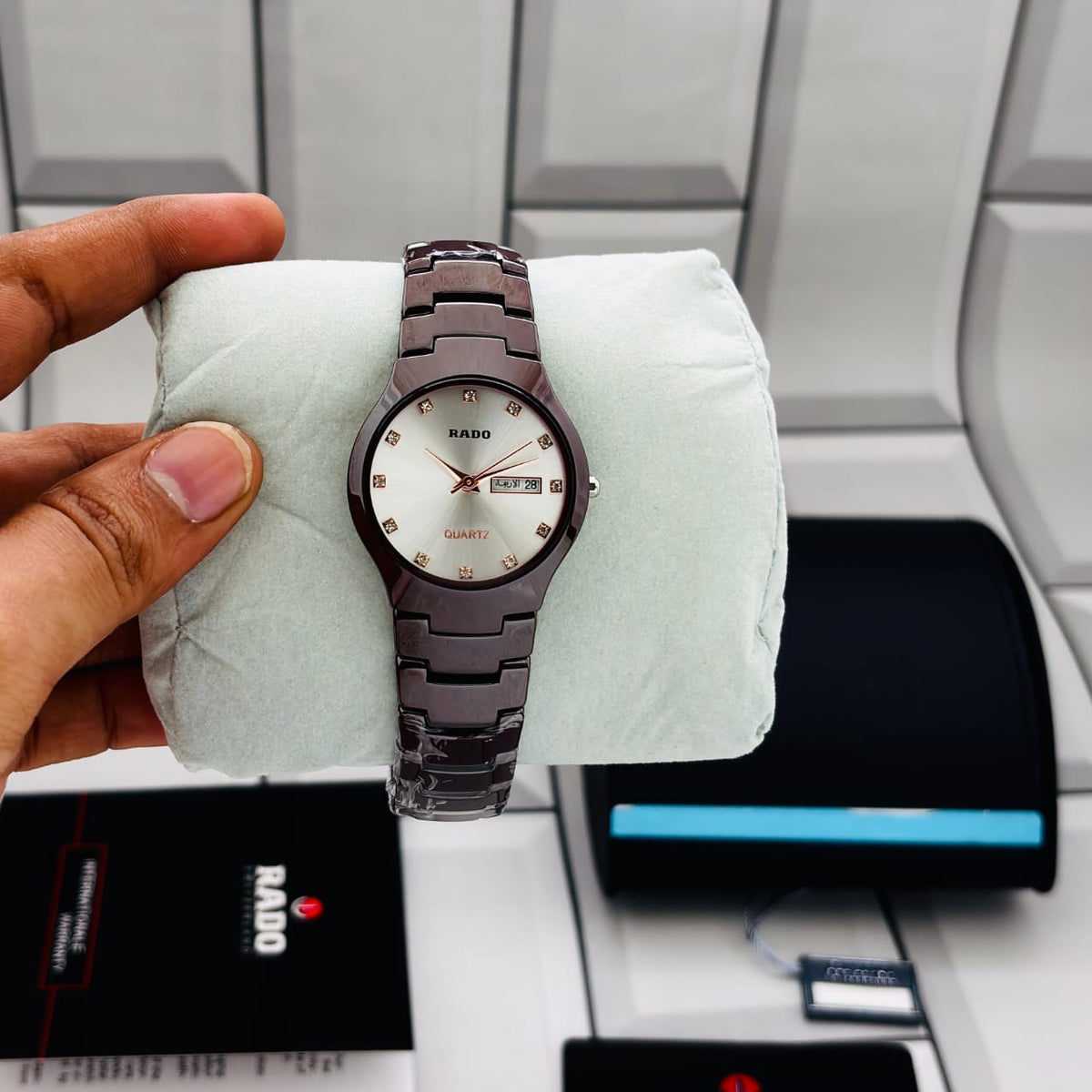 Premium Quartz Ceramic Style Watch – Multi Color Collection | Day & Date Display