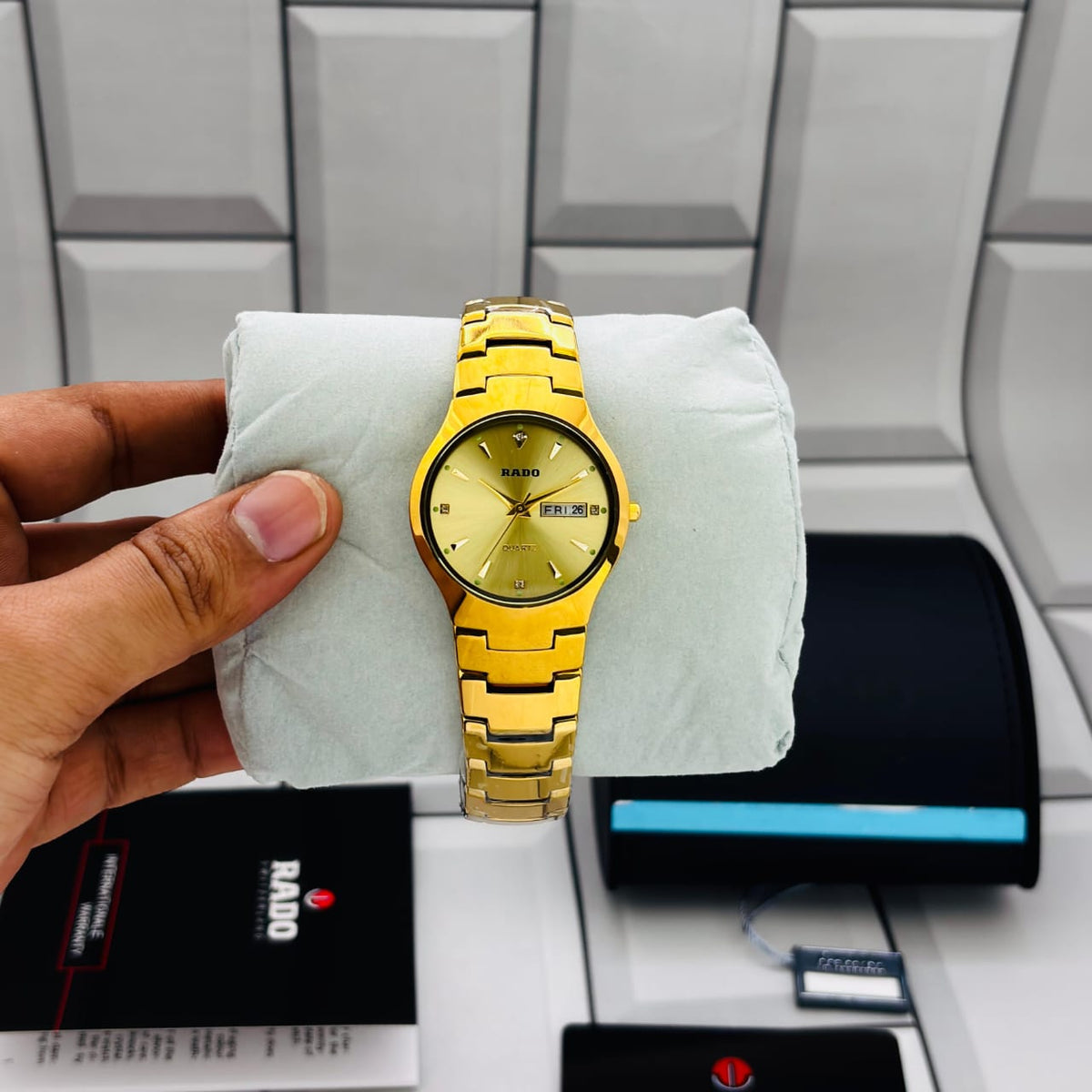Premium Quartz Ceramic Style Watch – Multi Color Collection | Day & Date Display