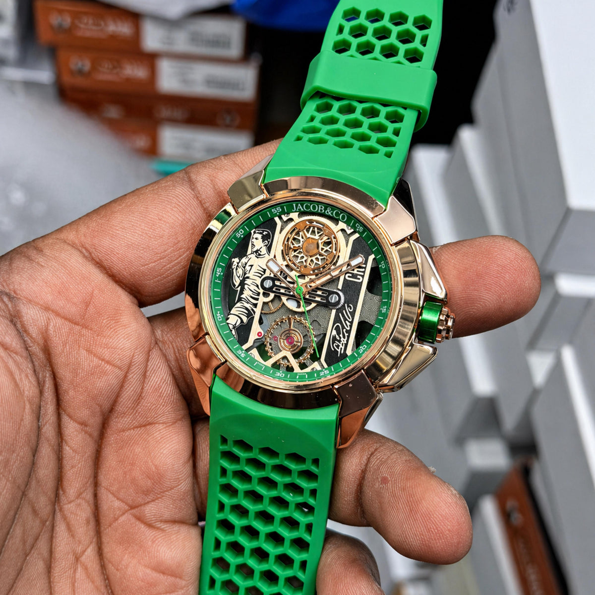 Luxury Football Edition Green Yellow Men's Watch