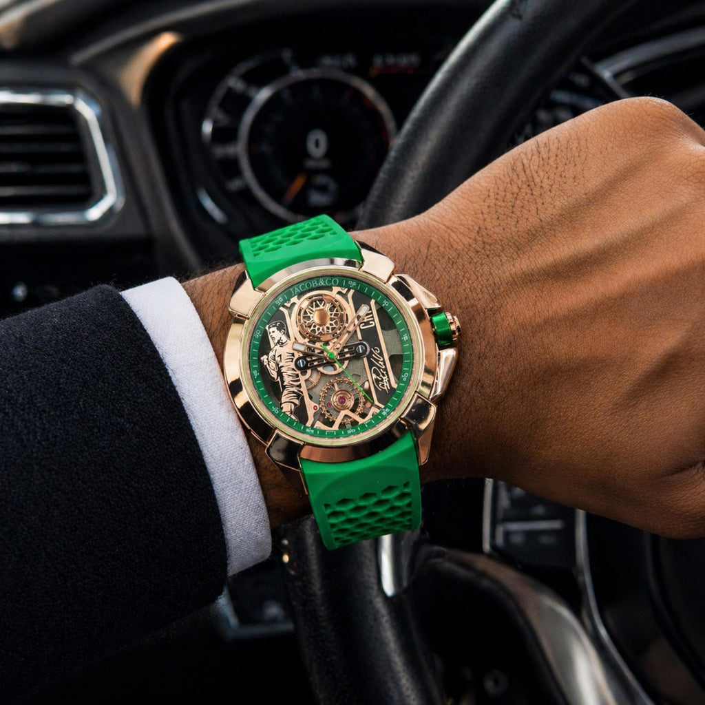 Luxury Football Edition Green Yellow Men's Watch