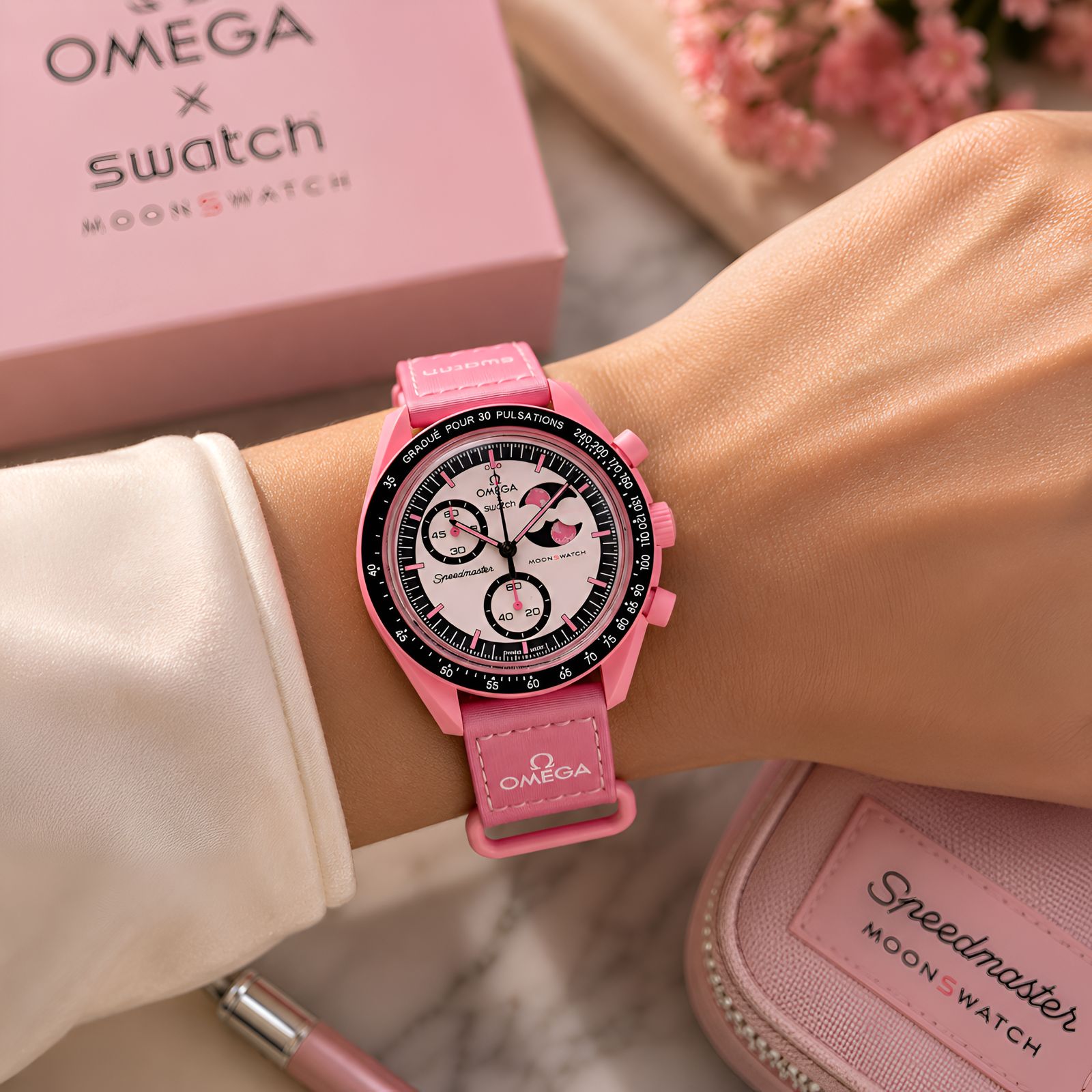 MoonSwatch by x Swatch | Buy Bioceramic Speedmaster Chronograph (Pink)