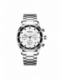 Chronograph White Dial Men’s Watch with Stainless Steel Strap