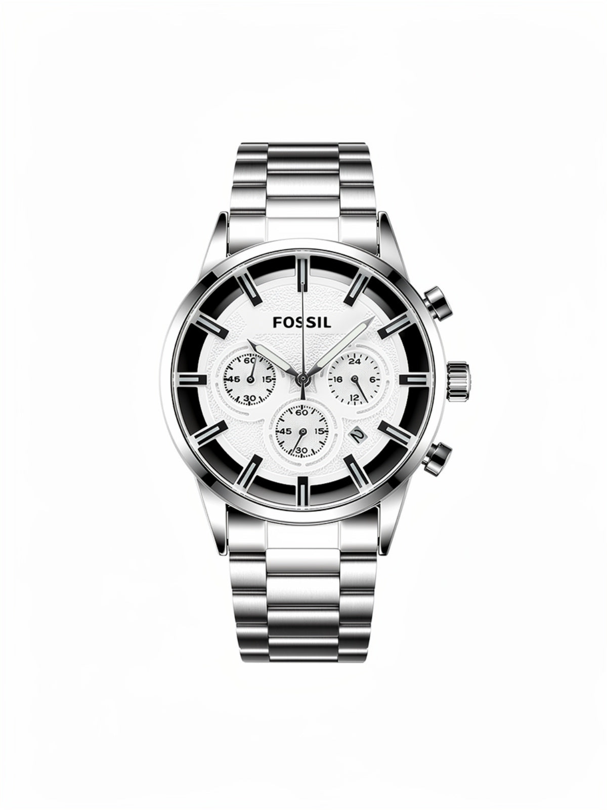 Chronograph White Dial Men’s Watch with Stainless Steel Strap