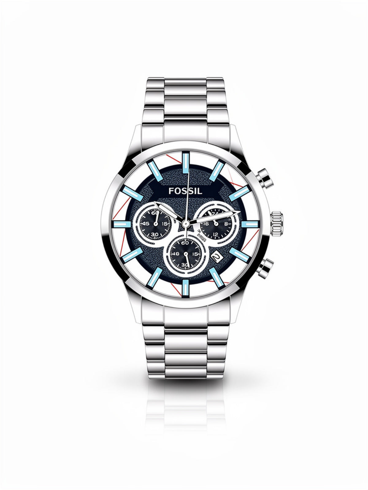 Chronograph White Dial Men’s Watch with Stainless Steel Strap