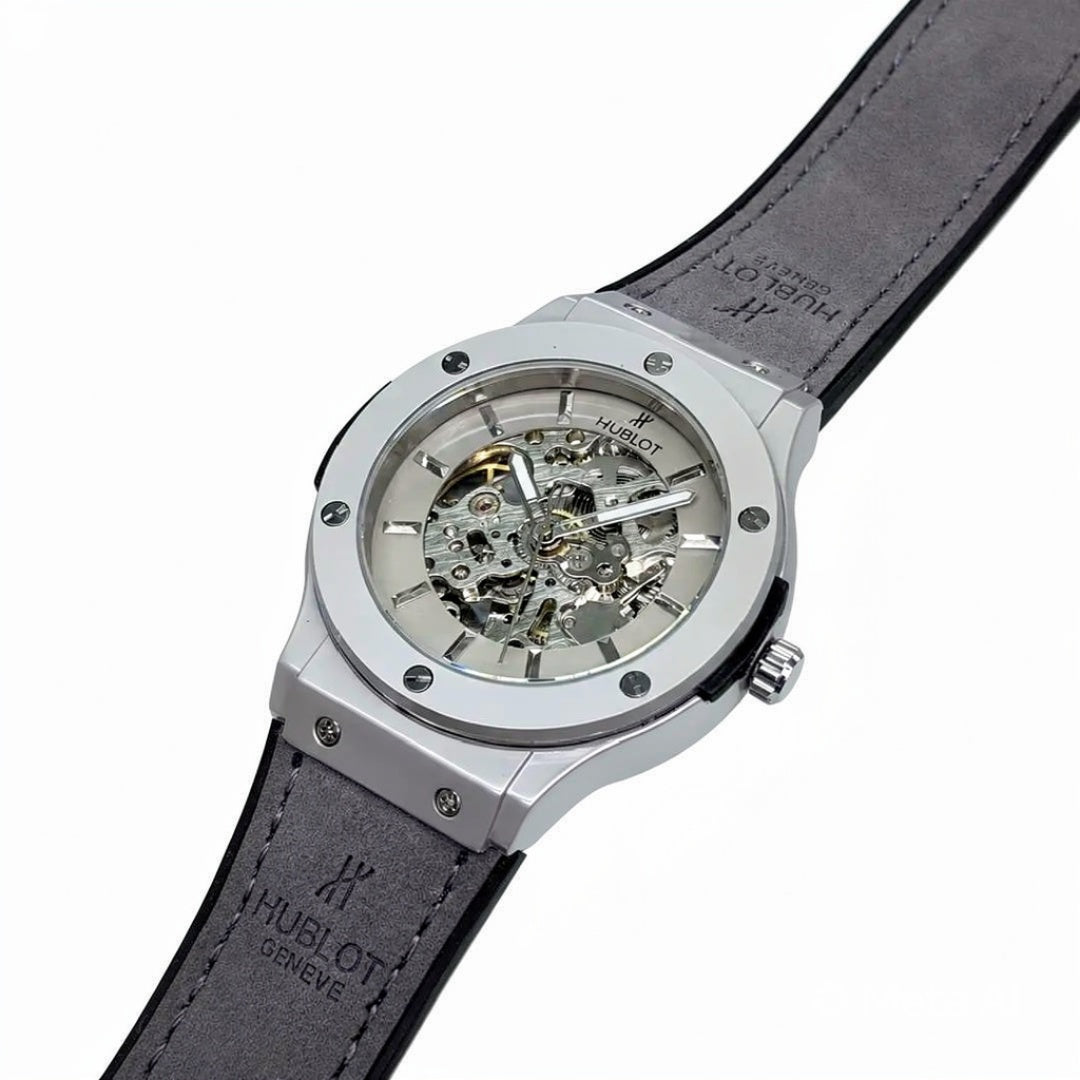 Luxury Skeleton Dial Men’s Watch with Premium Leather Strap | Green, Tan, Black & Grey