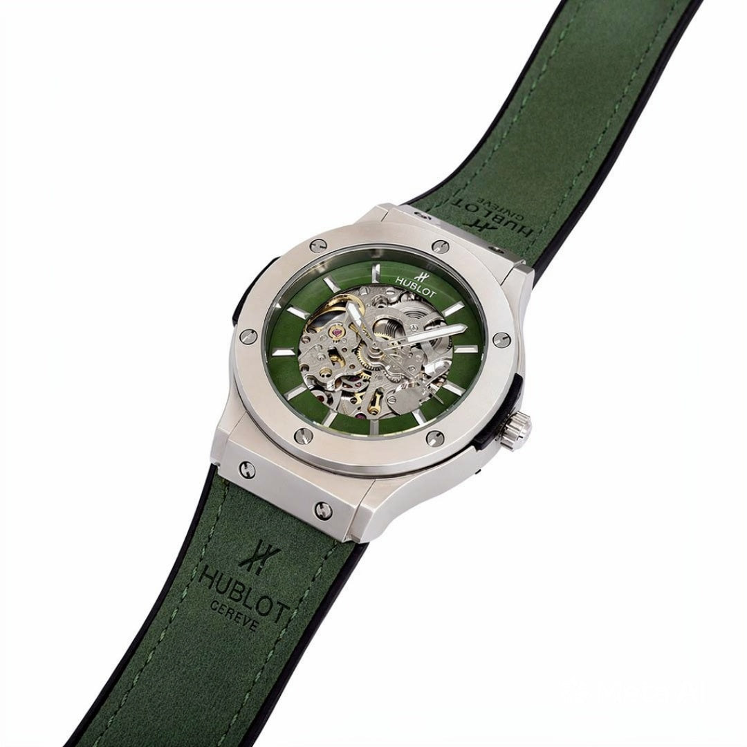 Luxury Skeleton Dial Men’s Watch with Premium Leather Strap | Green, Tan, Black & Grey