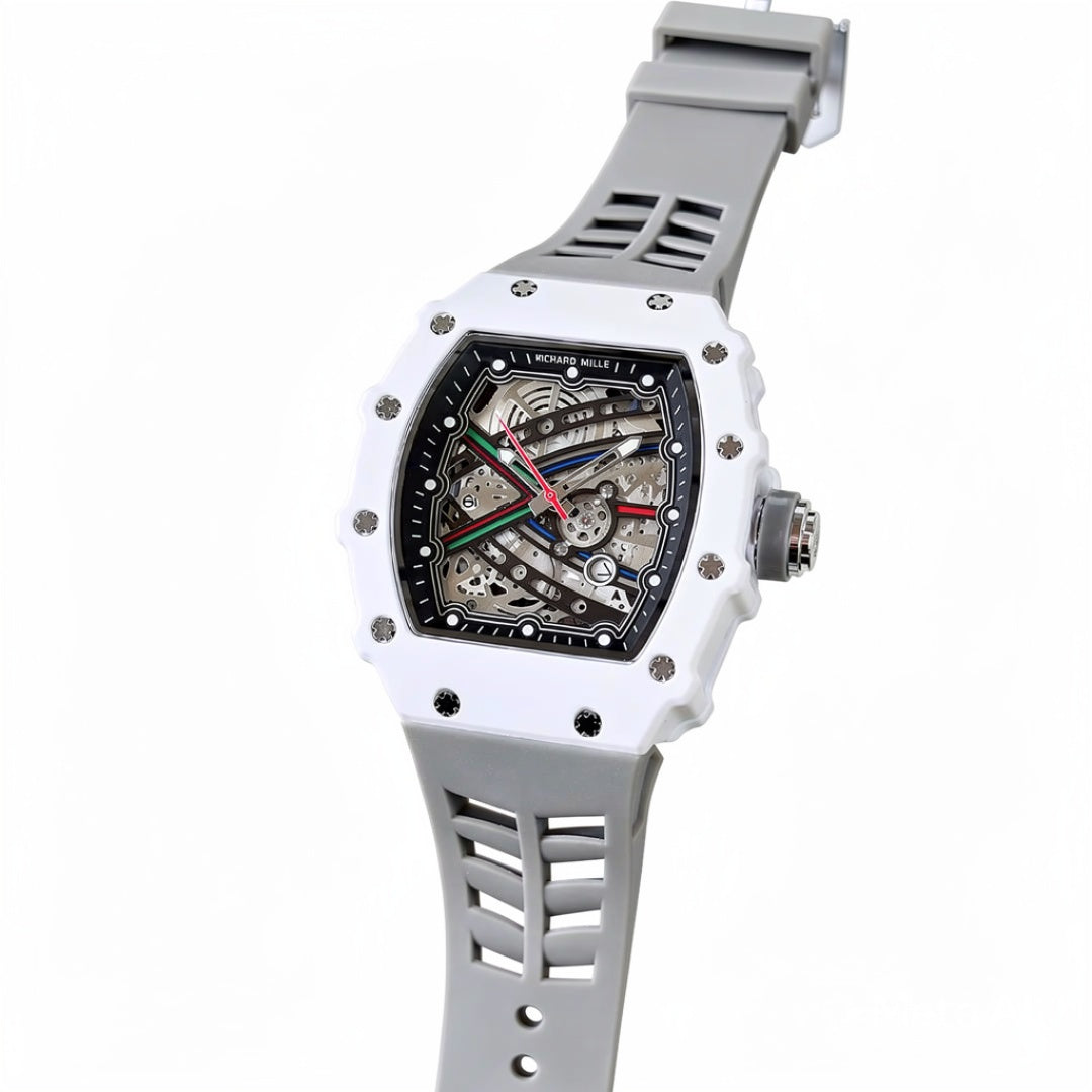 Men's Luxury Skeleton Watch White Yellow | Quartz  Sports Watch