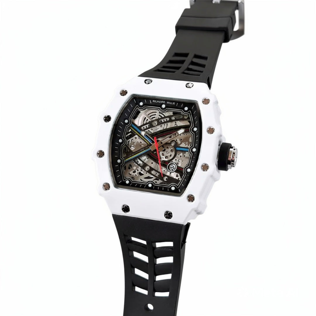 Men's Luxury Skeleton Watch White Yellow | Quartz  Sports Watch