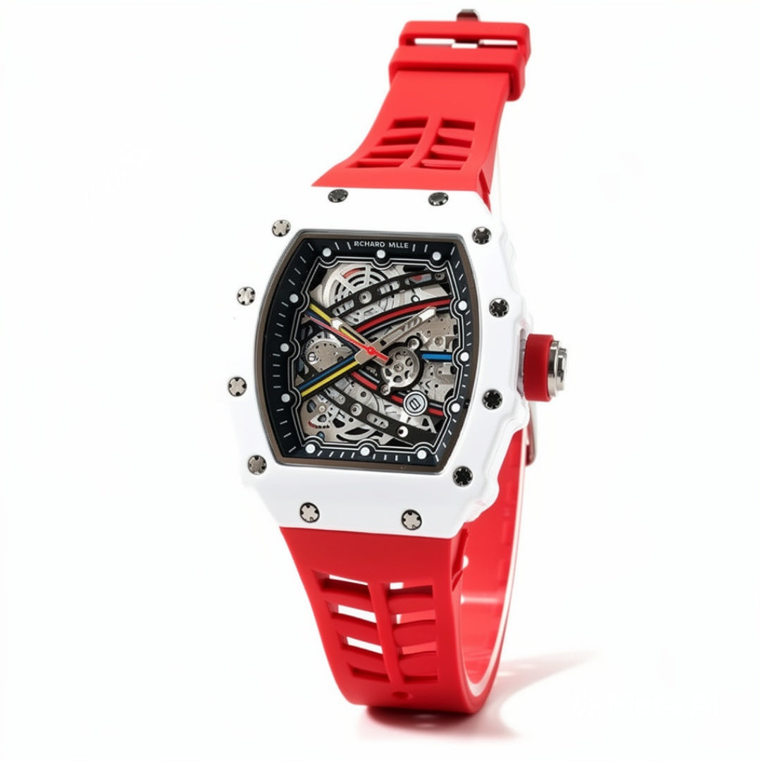 Men's Luxury Skeleton Watch White Yellow | Quartz  Sports Watch