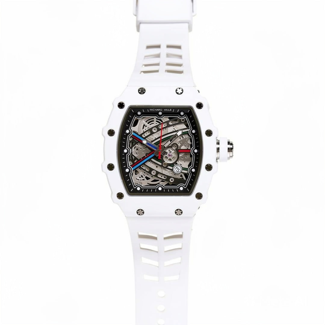Men's Luxury Skeleton Watch White Yellow | Quartz  Sports Watch