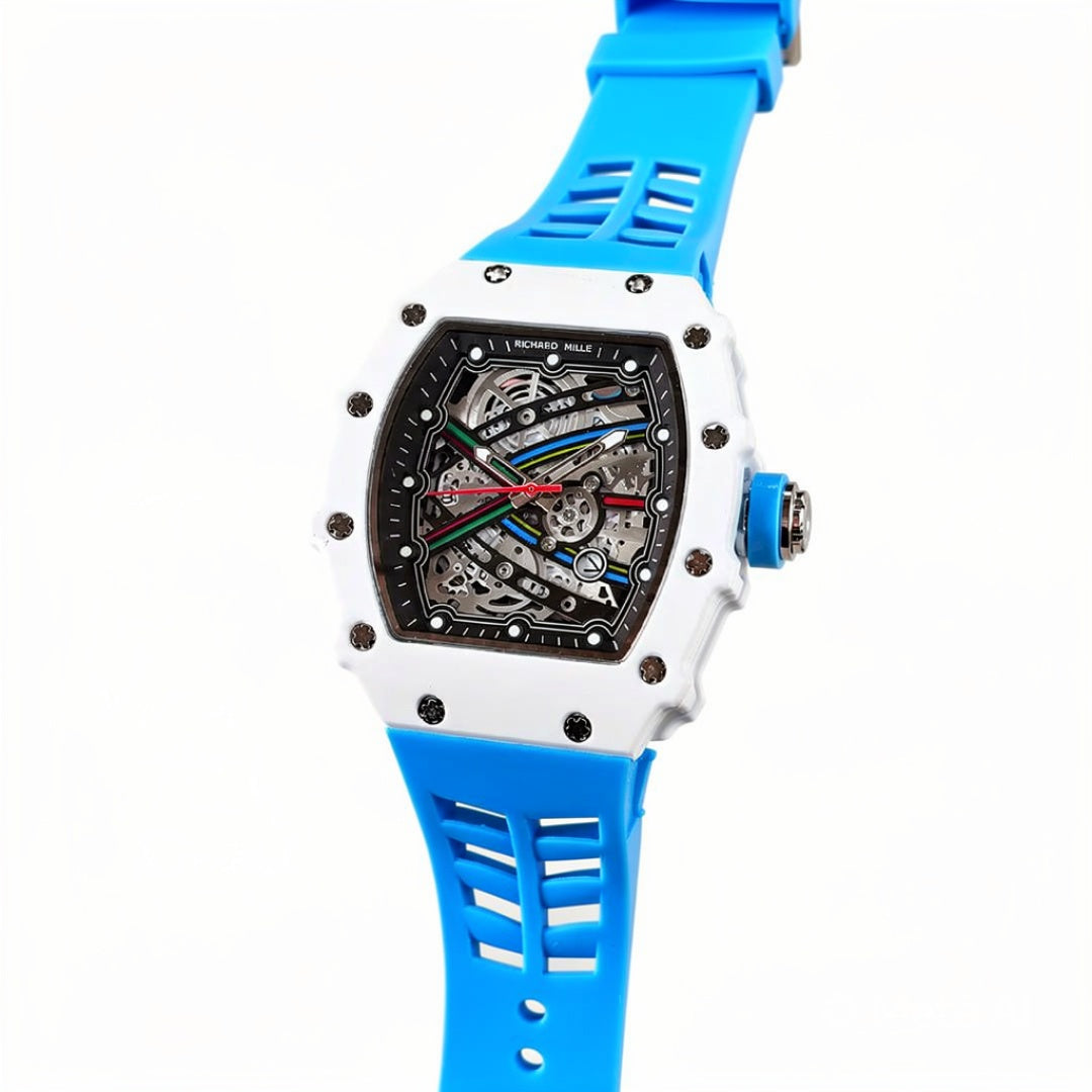 Men's Luxury Skeleton Watch White Yellow | Quartz  Sports Watch