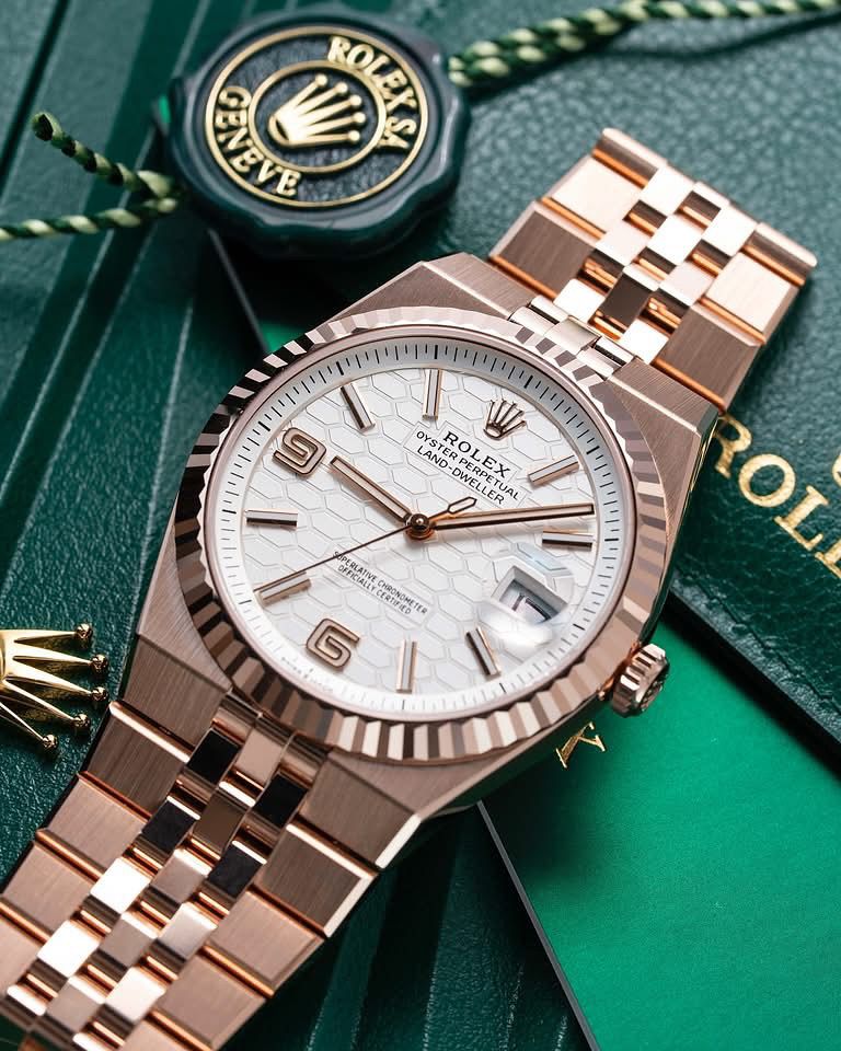 Men's Rose Gold Watch | White Honeycomb Dial | Swiss Made