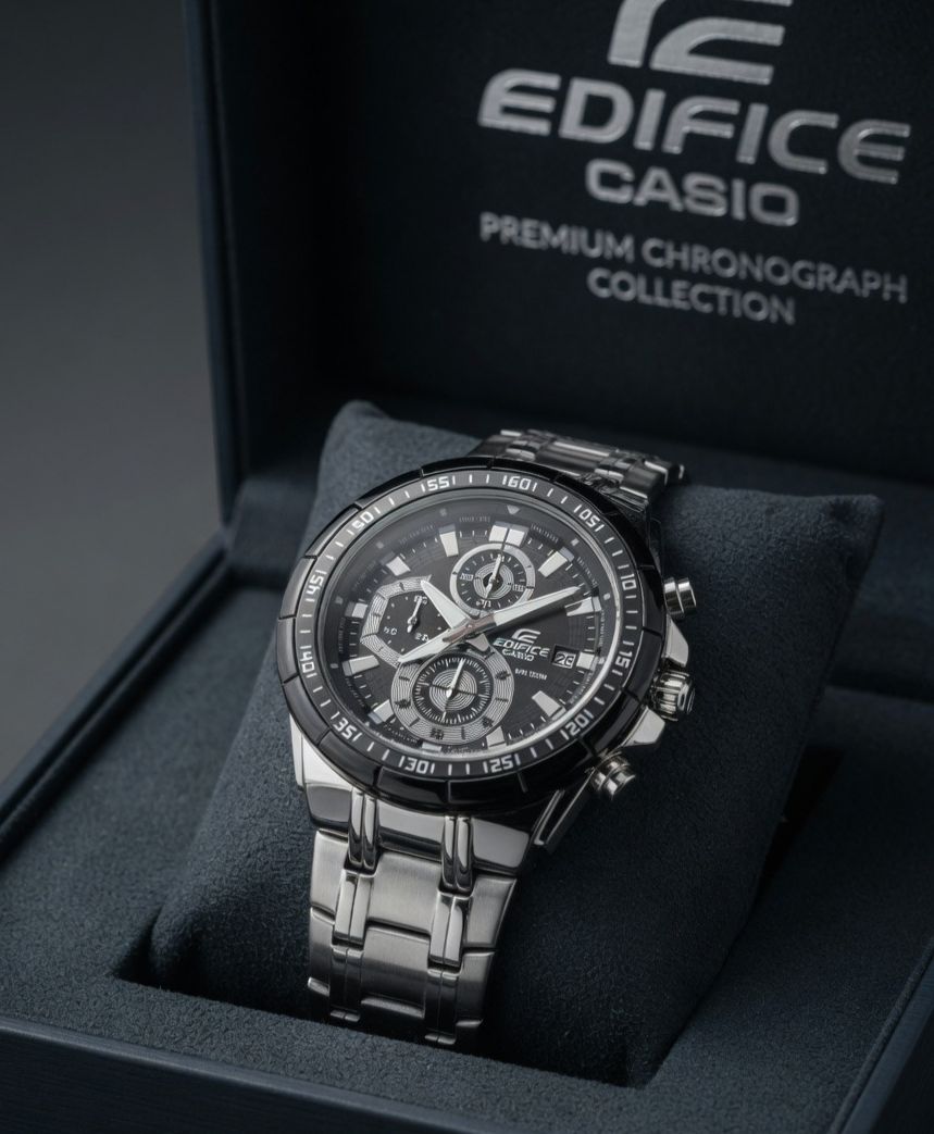 Chronograph Stainless Steel Watch | Black Dial Men's Sport Watch | EF-527 Series