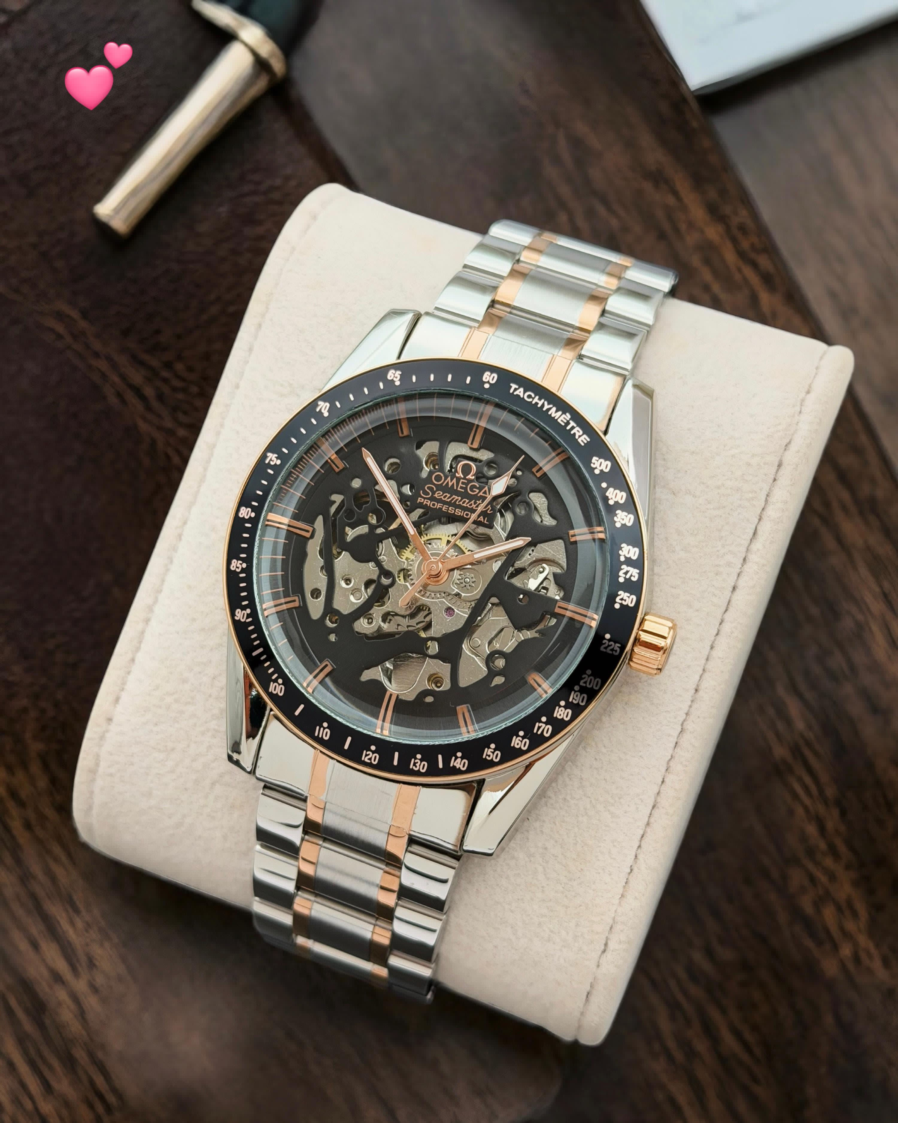 Professional Skeleton Watch - Two-Tone Stainless Steel & Rose Gold