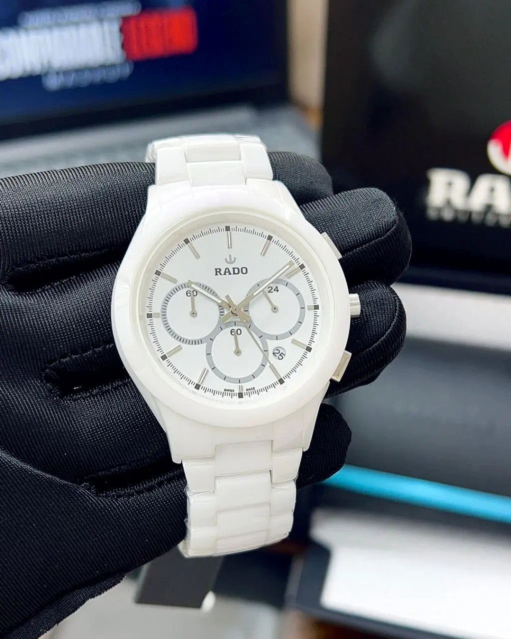 Jubilee White Ceramic Chronograph Watch | Swiss Made | White Dial & Bracelet