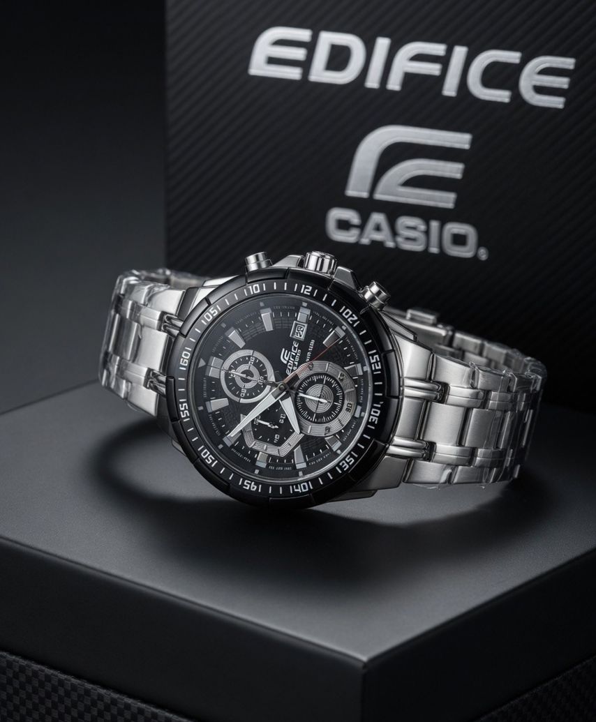 Chronograph Stainless Steel Watch | Black Dial Men's Sport Watch | EF-527 Series