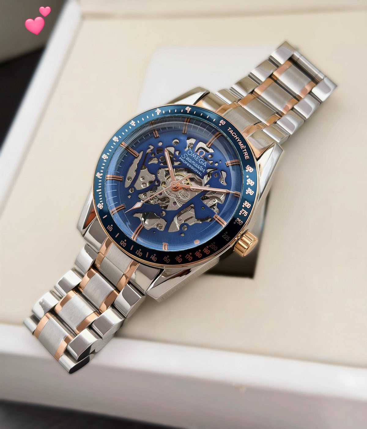 Professional Skeleton Watch - Two-Tone Stainless Steel & Rose Gold