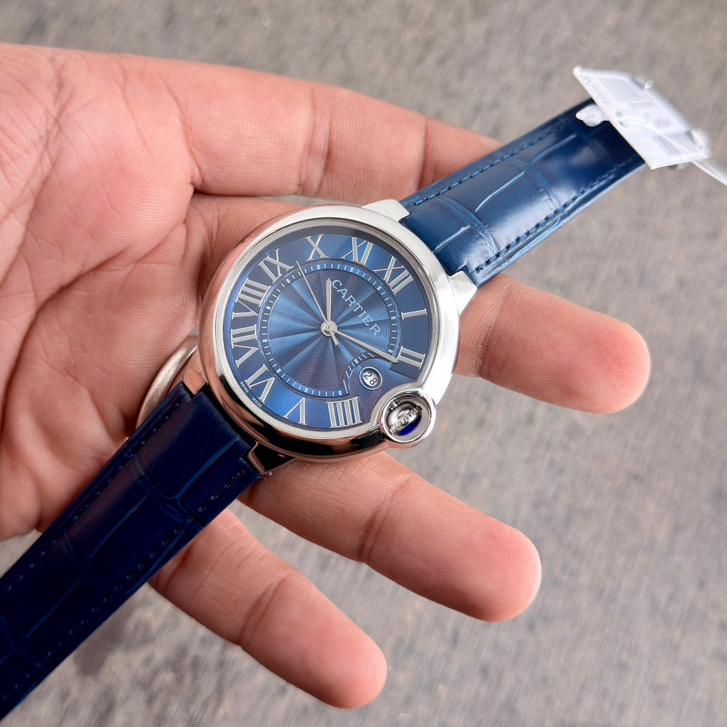 Slate Outdoor Weatherproof Thermometer Watch Blue Leather Belt|