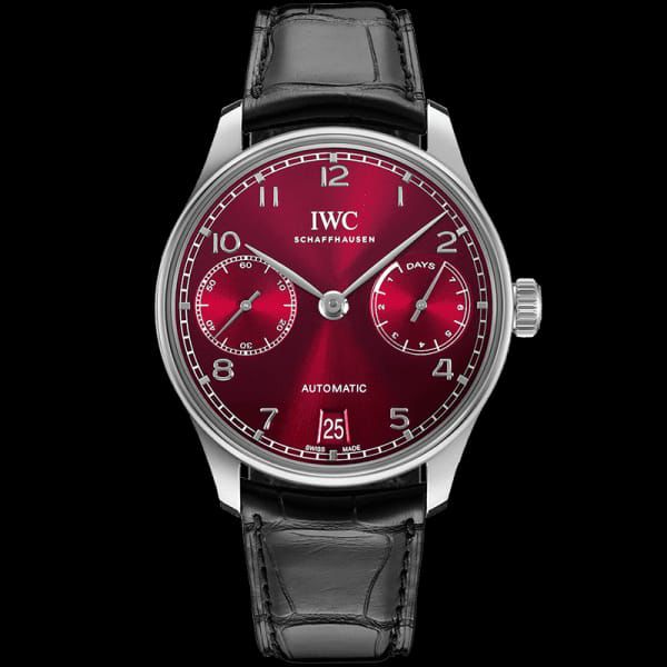 Schaffhausen Automatic Portofino Days Display – Maroon Dail Black Leather Belt Watch
