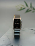 Ceramic Two-Tone Rectangular Watch | Black Dial with Diamond Markers